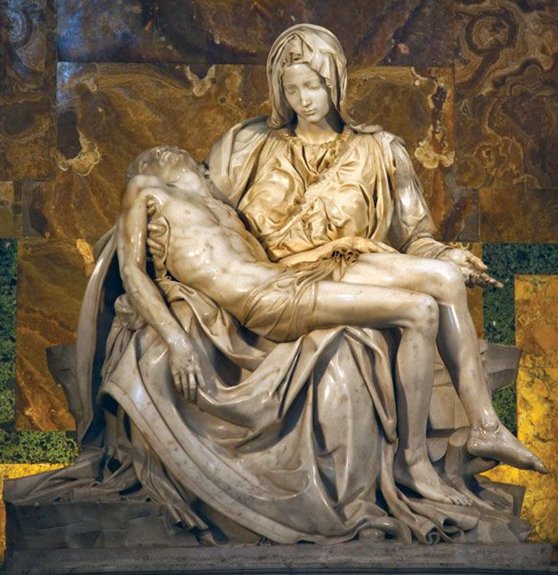 A statue of a person holding a person
